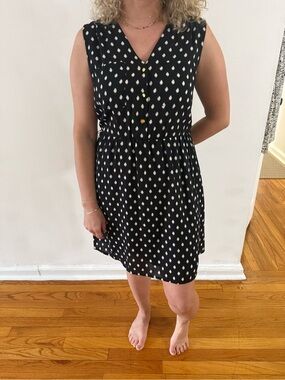 H&M Black Dress with White Diamond Print